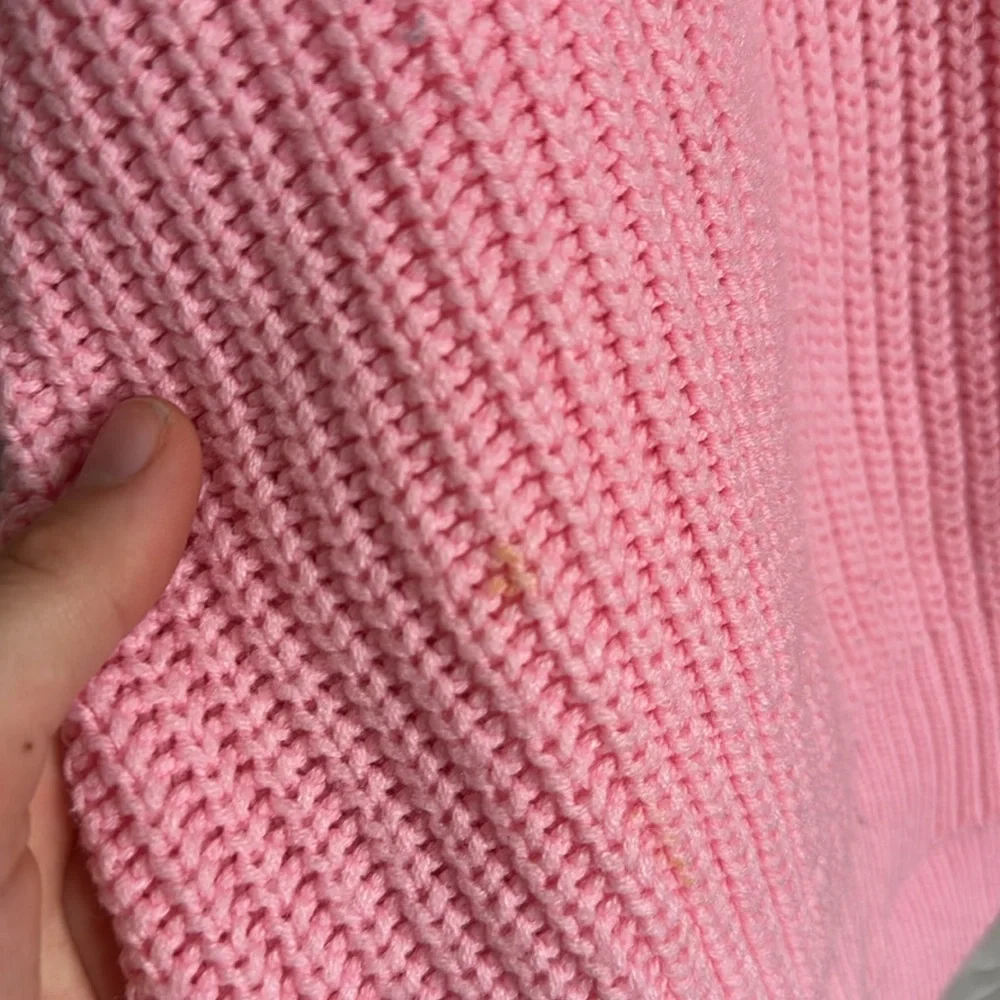 Vintage 80s Pink knit collared sweater - Picture 3 of 6